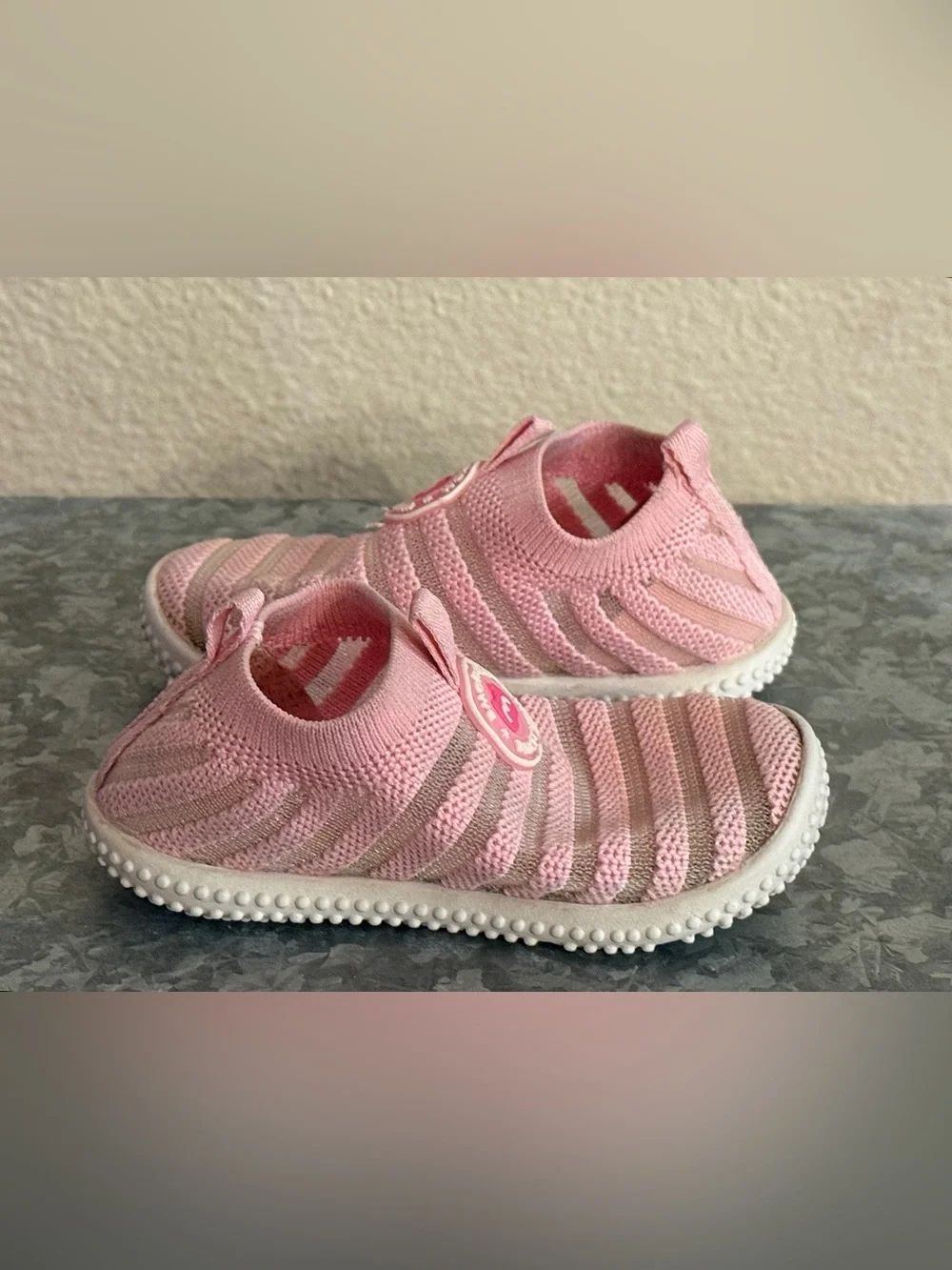 BM City Kids Pink Slip-On Mesh Sneakers, Size 4